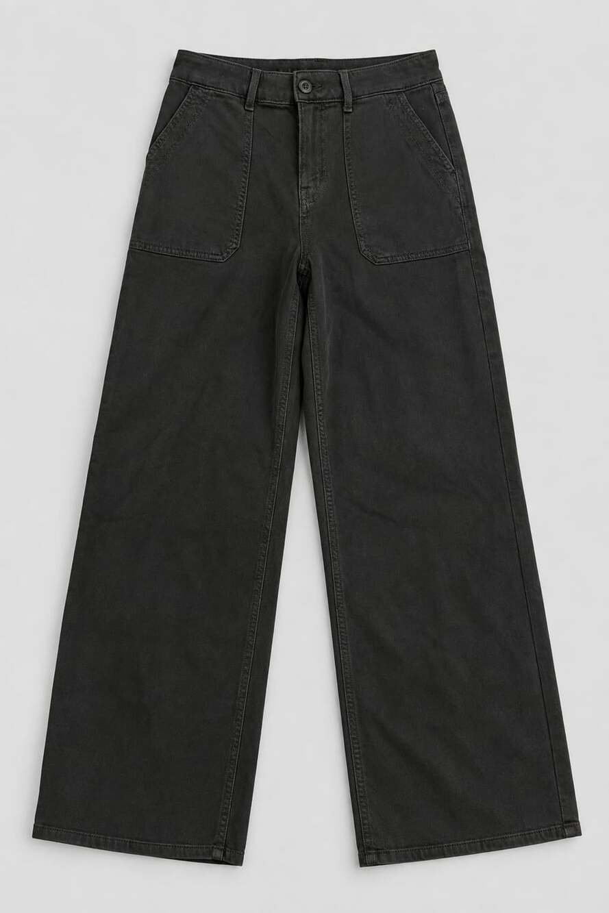 American Eagle Super High Rise Baggy Wide Leg Pants Black Size 0 Stretch 25W